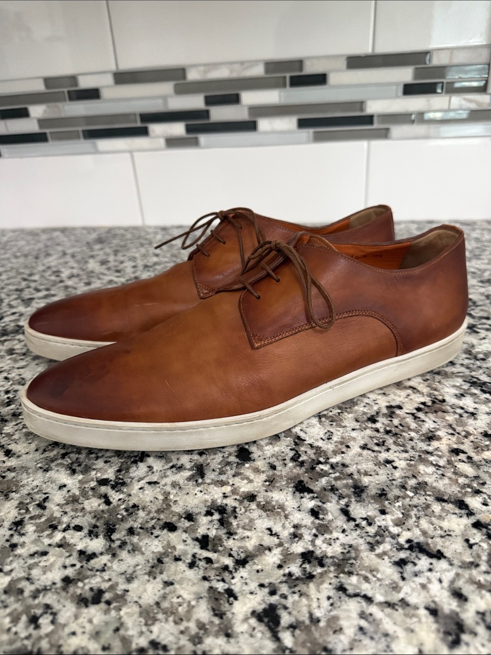 Santoni Men's Leather Doyle (Dilate) Derby Sneakers in Brown 10.5